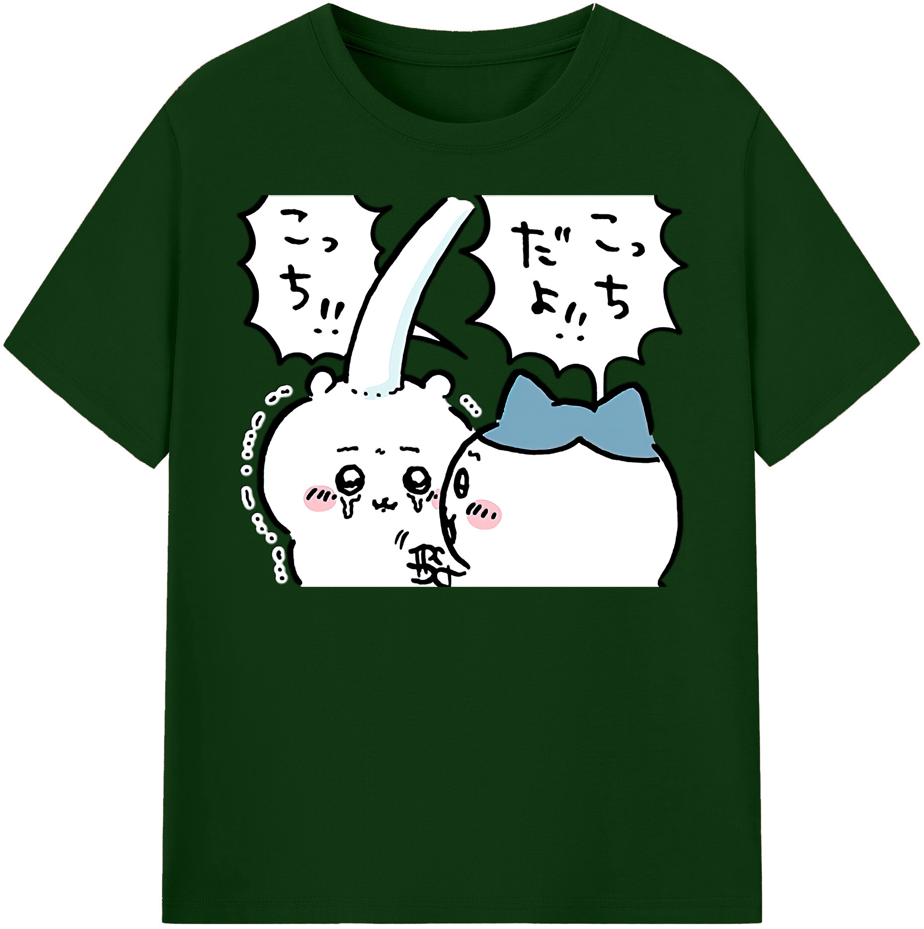 （画像用） ちいかわ ハチワレ Chii-kawa hachiware 綿100％半袖Tシャツ（フロントプリント）